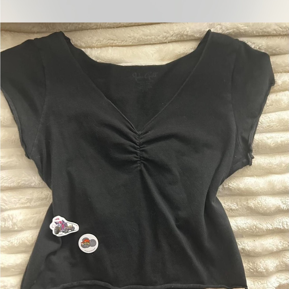 Brandy Melville Black Fitted Ruched Blouse